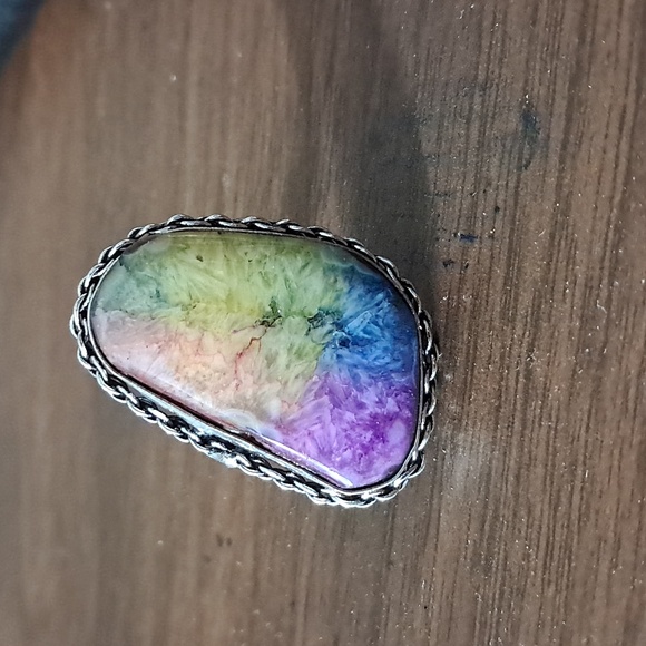 Rainbow Quartz Druzy Ring Size 7.5 - Picture 2 of 16
